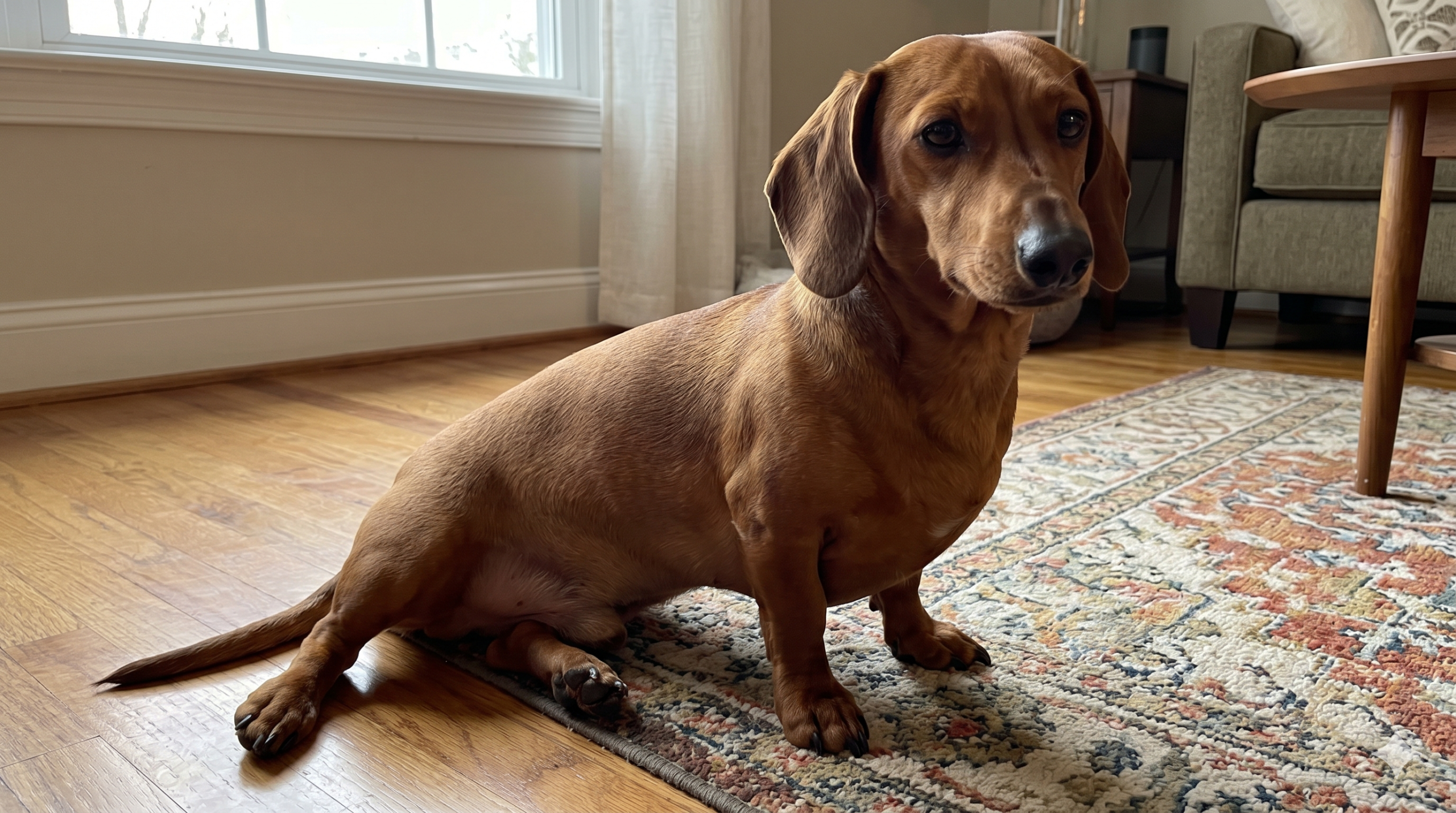Teckel haciendo Sloppy Sit